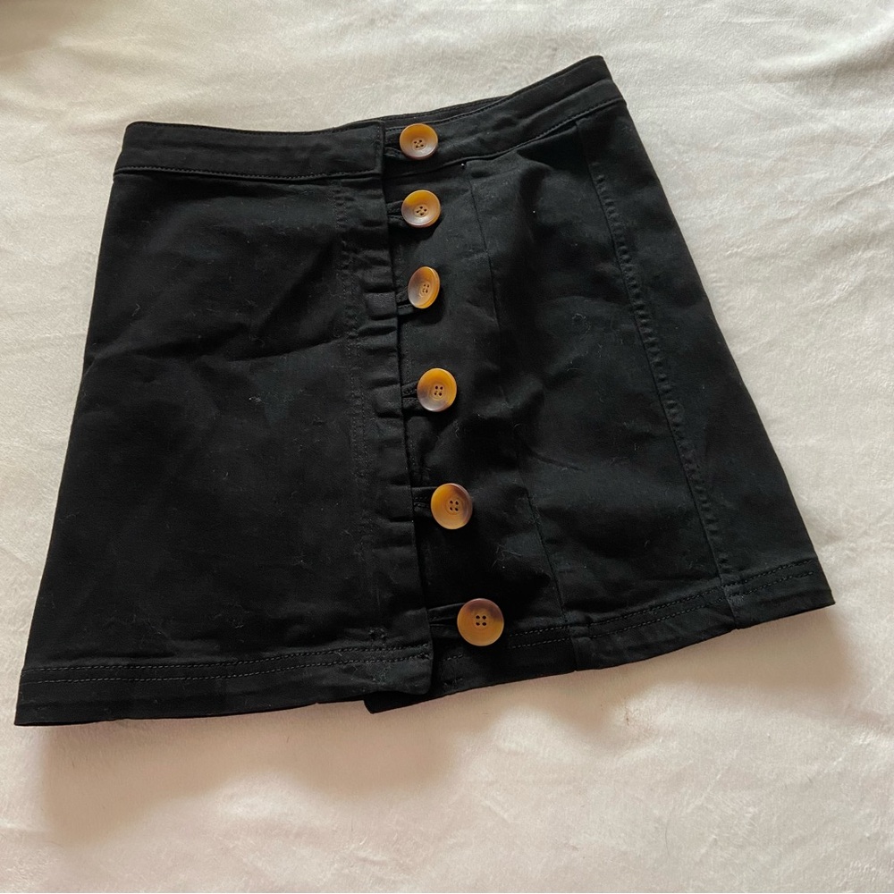 Free People Button Front Skirt  Black Size UK4 / US 0